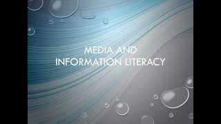 Introduction to Media and Information Literacy