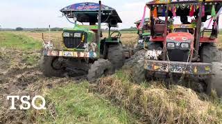 John Deere 5050 4wd Tractor stuck in dry mud rescue JCB 3DX