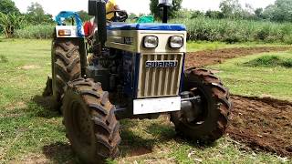 Swaraj 744 4wd Tractor Rotary tiller in field