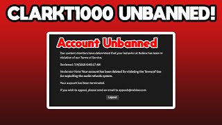 CLARKT1000 HAS BEEN UNBANNED!