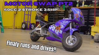 2 stroke swapping razor pocket bike pt 2