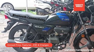 New Hero Splendor Plus XTEC 2022 Canvas Black Colour | 2022 Hero Splendor + XTEC Black Blue Colour