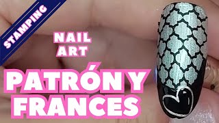 💅Tutorial de STAMPING NAIL ART con DISEÑO PATRÓN y UÑAS FRANCESAS elegantes paso a paso✅