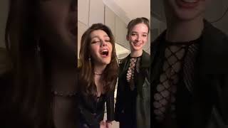 Emily Carey shows her super sexy belly button piercing with her friend. (MUST WATCH)