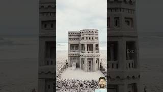 A boy made Taj Mahal of Agra with sand and mud on the seashore which is consideredas apledge of love