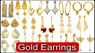 Light weight Gold Earrings  | Gold earrings designs with weight | Gold earrings designs for women