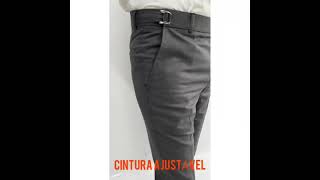 Calça Social Slim Raffer com auste de cintura .