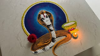 Nag panchami 🐍🙏🏻🌺 rangoli easy/ नाग देवता रांगोळी/ nagara panchami kolam/ festival rangoli