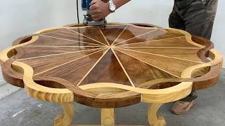 See Craftsman Crafting a Curved Wooden Masterpiece: Building a Table with Stunning Curves