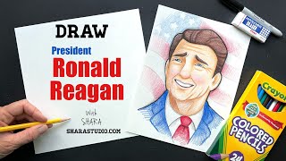 How to draw Ronald Reagan