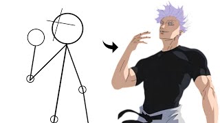 HOW TO DRAW GOJO MANGA BY STICKMAN||EASY IDEAS FOR BIGINNER'S