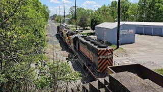 W&LE Rio Grande SD40T-2 tunnel motor leads 772 stone train east through Medina Ohio! 5-8-24