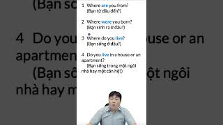 18 câu hỏi tiếng Anh thông dụng | Câu 1-4 | Where are you from? | #shorts