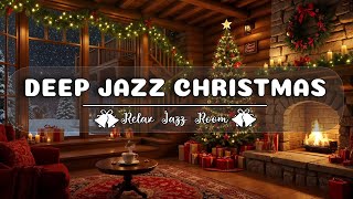 Cozy Christmas Jazz Fireplace Ambience 🎄 Smooth Instrumentals, Fireplace Crackles & Snowfall