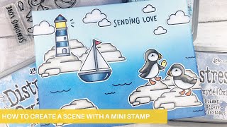 How to Create a Scene with a Mini Stamp | Lawn Fawn Stud Puffin