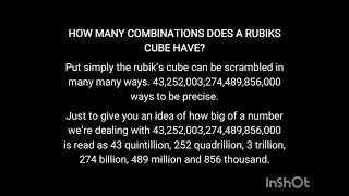 How many combinations does a rubiks cube have?