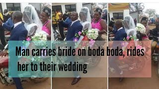 Young man spotted carrying his bride on boda boda on wedding day, video goes viral