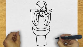 HOW TO DRAW VENOM SKIBIDI TOILET | DRAWING VENOM SKIBIDI TOILET EASY