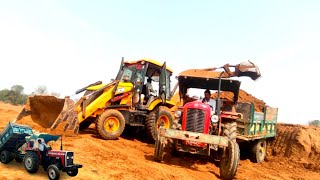 Jcb 3DX Eco Excellence Machine Loading Sand In Trolley Massey 241 and 1035 Tractor | Jcb Tractor