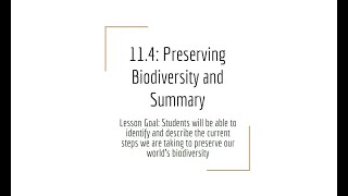 11.4 Preserving Biodiversity and Summary