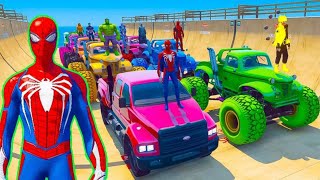 GTA V Super Stunt Car Racing Challenge By Trevor and Friends With Amazing Super Car Planes and Boats