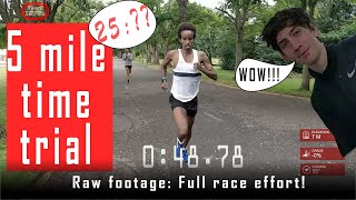 5 MILES...FLAT OUT! Full uncut footage of 5 mile time trial - close to the action #running #training