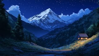 Twinkling Stars Over Mountain Peaks ✨ | Relaxing Nighttime Mountain View Ambience