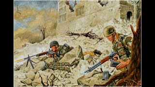 Hot battles during the storming of Monte Cassino. 1944 year.