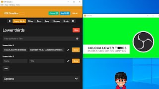 Poner Lower Thirds, Tickets, timers, logos y mensajes en OBS Studio con H2R Graphics