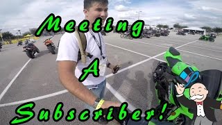 Meeting a Subscriber! Riding to Wing House with the crew. Kawasaki ZX6R