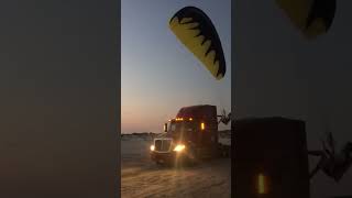 Climbing up a semi truck with my dominator paraglider!