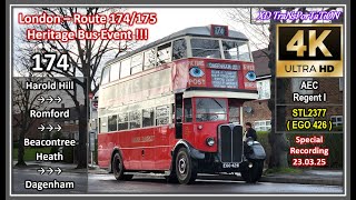 [London Heritage Bus Event] 174 ~ Harold Hill ➝ Romford ➝ Dagenham (with STL2377)【4K UW】