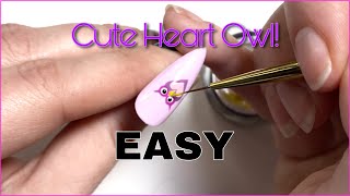 Cute Heart Owl Nails | VDay Press-ons