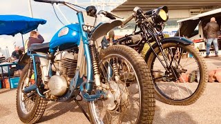 KEMPTON PARK Motorcycle Autojumble CLASSIC BIKES FOR SALE inc HENLEY Greeves CLYNO Sunbeam BSA Honda