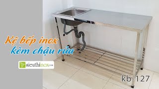 Kệ bếp inox kèm chậu rửa dùng cho phòng trọ, chung cư mini | sieuthiinox.com