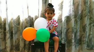 Cute baby Mishka wishin Happy Independence Day to all/Jana Gana Mana/Tricolor balloons