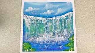 17 Minutes Of Waterfall Painting | Easy Acrylic Landscape Painting