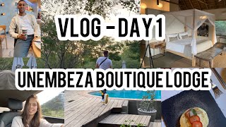 DAY 1 VLOG - UNEMBEZA BOUTIQUE LODGE AND SPA | SOUTH AFRICAN YOUTUBER