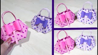 How To Make Paper Handbag | Origami Paper Bag | Easy Paper Craft | Diy Works