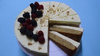 white chocolate and hazelnut mousse cake