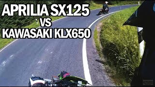 Aprilia SX 125 & Kawasaki KLX 650 Racing Up Mountain Roads | Luxembourg Trip