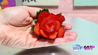 Como hacer una ROSA CON UNA FRESA 🍓🌹 STRAWBERRY ROSE TUTORIAL