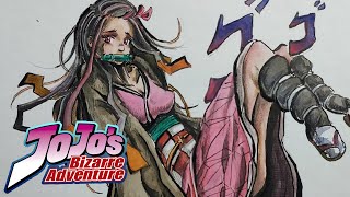 Drawing Nezuko But She's a JoJo Character Time-lapse