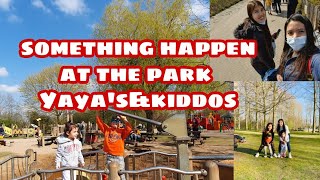 Yaya's/kiddos at Puyenbroek park|something happen