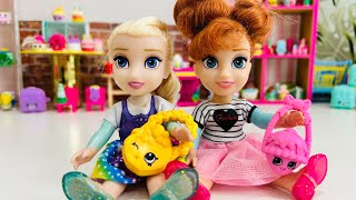 Elsa & Anna toddlers SHOPKINS  CLEAN UP TIME !  - fun - toys