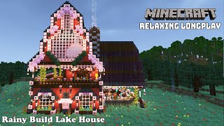 Rainy Build Lake House - Cozy Cottage House - Minecraft Relaxing Longplay (No Commentary ) 1.20