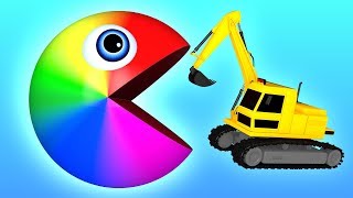 Learn Colors with PACMAN and Excavator Farm WaterMelon Street Vehicle for Children Kids