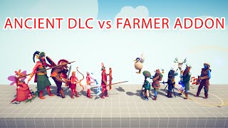 ANCIENT DLC TEAM vs FARMER ADDON TEAM - Totally Accurate Battle Simulator TABS