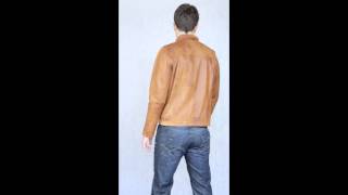 Men's Leather Jacket in Tan - Theta