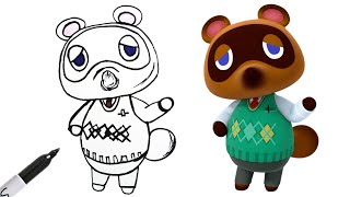 How To Draw TOM NOOK Easy! Step-by-step Tutorial On Character From Animal Crossing: New Horizons